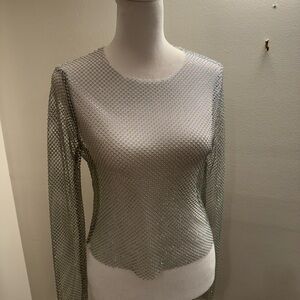 Zara Shimmer beaded mesh crop top size L NWT